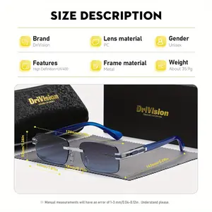 Drivision Unisex Fashion High-End Craftsmanship Retro Square Frame Outdoor Party Sunglasses UV400