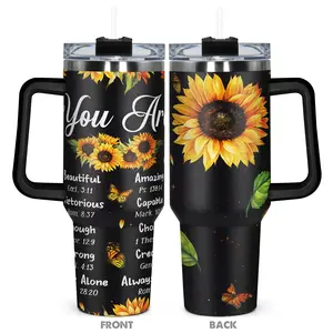 1pc, Gifts for Sunflower Lover 40oz Tumbler with Lid, Be A Sunflower Funny Print 40oz, Insulated and Durable, Gift for Any Occasion: Birthdays, Holidays, or Special Moments for Family, Friends, or Coworkers