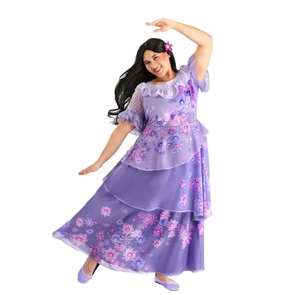 encanto dress Girls Mirabel Floral Tutu Costume Dress with Bag Turquoise / 10Y main image 0