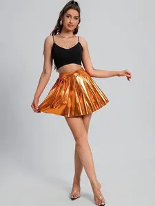 Pleated high-waisted Glitter Skirt Womenswear Bottom