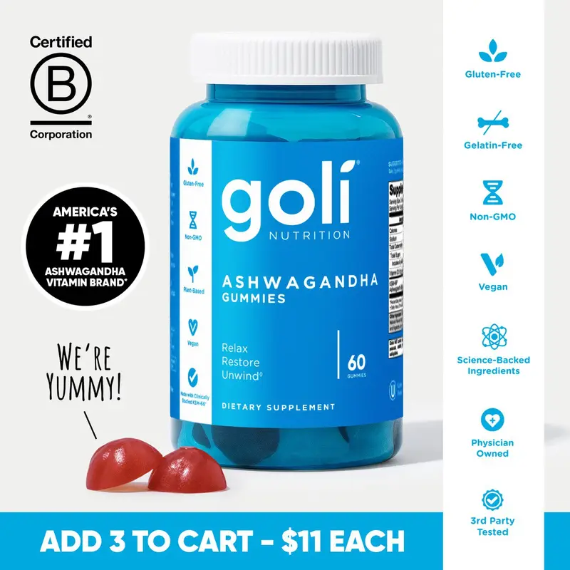 Goli Ashwagandha & Vitamin D Gummy - Mixed Berry, KSM-66, Vegan, Plant Based, Non-GMO, Gluten-Free & Gelatin Free. America's #1 Ashwagandha Brand 7
