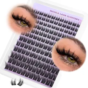 144 Pcs False Eyelashes Set, Fluffy Natural Cluster Lashes, D Curl Mixed Length Eyelash Extension, Soft Band, Perfect for Christmas Festival