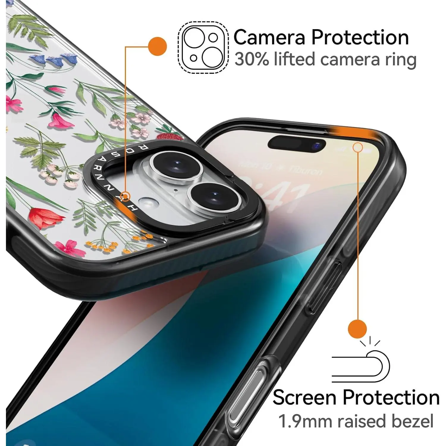 Compatible for iPhone 16 Case Cute - Durable Shockproof 6.6 ft Drop Impact Phone Case - Black Funny Nature Flower Design for iPhone 16 6.1" Compatible for iPhone 16 Case Cute - Durable Shockproof 6.6 ft Drop Impact Phone Case - Black Funny Nature Flower Design for iPhone 16 6.1"