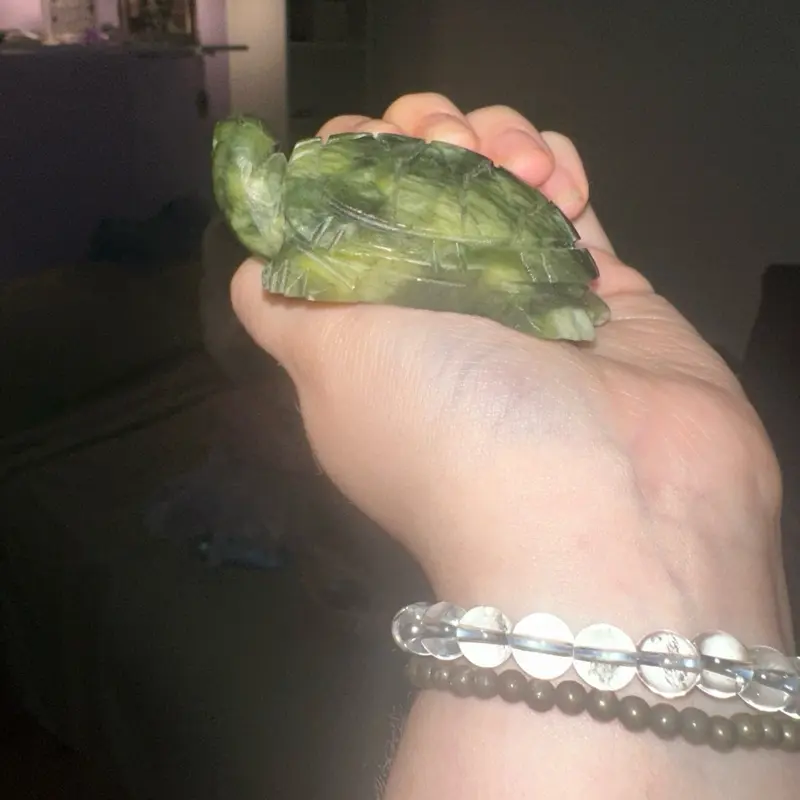 Jade Turtle - Natural Green Stone Figurine for Home Decor and Collectibles