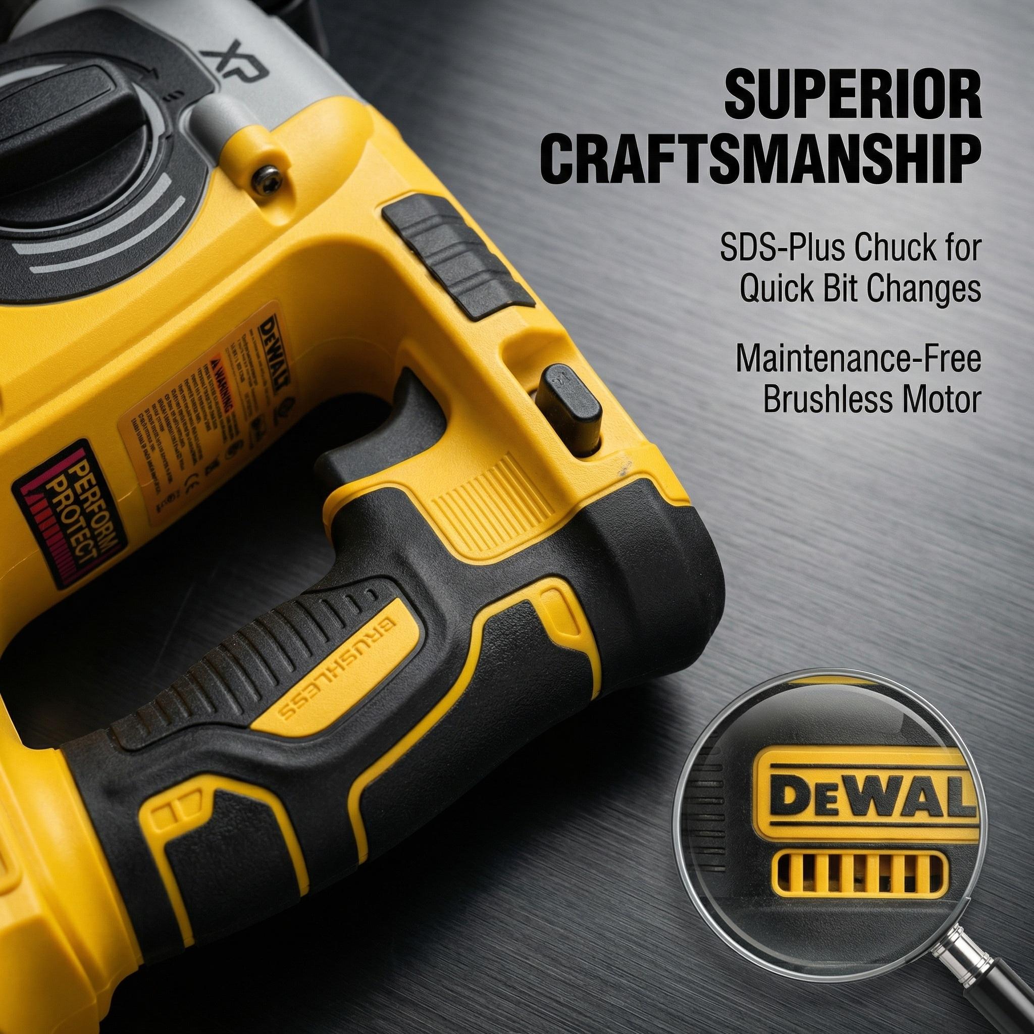 DEWALT DCH273 20V Brushless Hammer Drill – 24 mm concrete drilling | 2.4 J impact force | Lightweight 3.1 kg with battery | One charge, ready to use DEWALT DCH273 20V Brushless Hammer Drill – 24 mm concrete drilling | 2.4 J impact force | Lightweight 3.1 kg with battery | One charge, ready to use