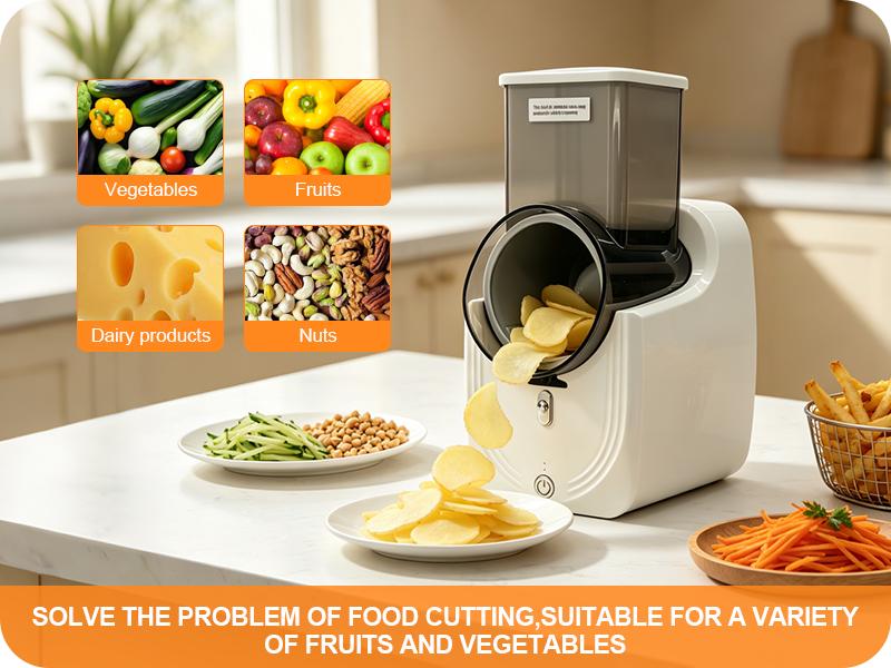 3-in-1 Electric Vegetable Slicer, Fast Kitchen Chopper & Shredder with 3 Blades for Slicing, Shredding & Grinding, Safe Hands-Free Operation