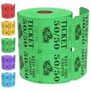 500 Double Roll Raffle Tickets, 50/50 Raffle Cards, Entry Form with Name, Address, Phone & Email for Events, Entry, Class Reward & Door Prize - 5 Color Selection (Green)