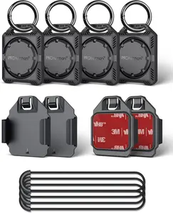PROfezzion 4-Pack Secure Air Tag 2nd & 1st Gen Holder Case with Key Ring, 3M Adhesive Mount & Loop Strap for Keychain, Dog Collar, Backpack, Luggage Bag & More, IPX8 Waterproof, Full Cover & Discreet
