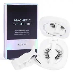 False Eyelash Kit, 1 Set Reusable Glue-free Fake Eyelashes with Professional Applicator Tweezers, Natural Long Fluffy Faux Soft Hair Eye Makeup Tool, Soft Magnetic Eyelashes
