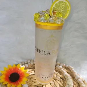 STELLA ROSE Pineapple Frosted Glass Tumbler, Stylish Sturdy Cup for Iced Tea, Lime-Infused Drinks