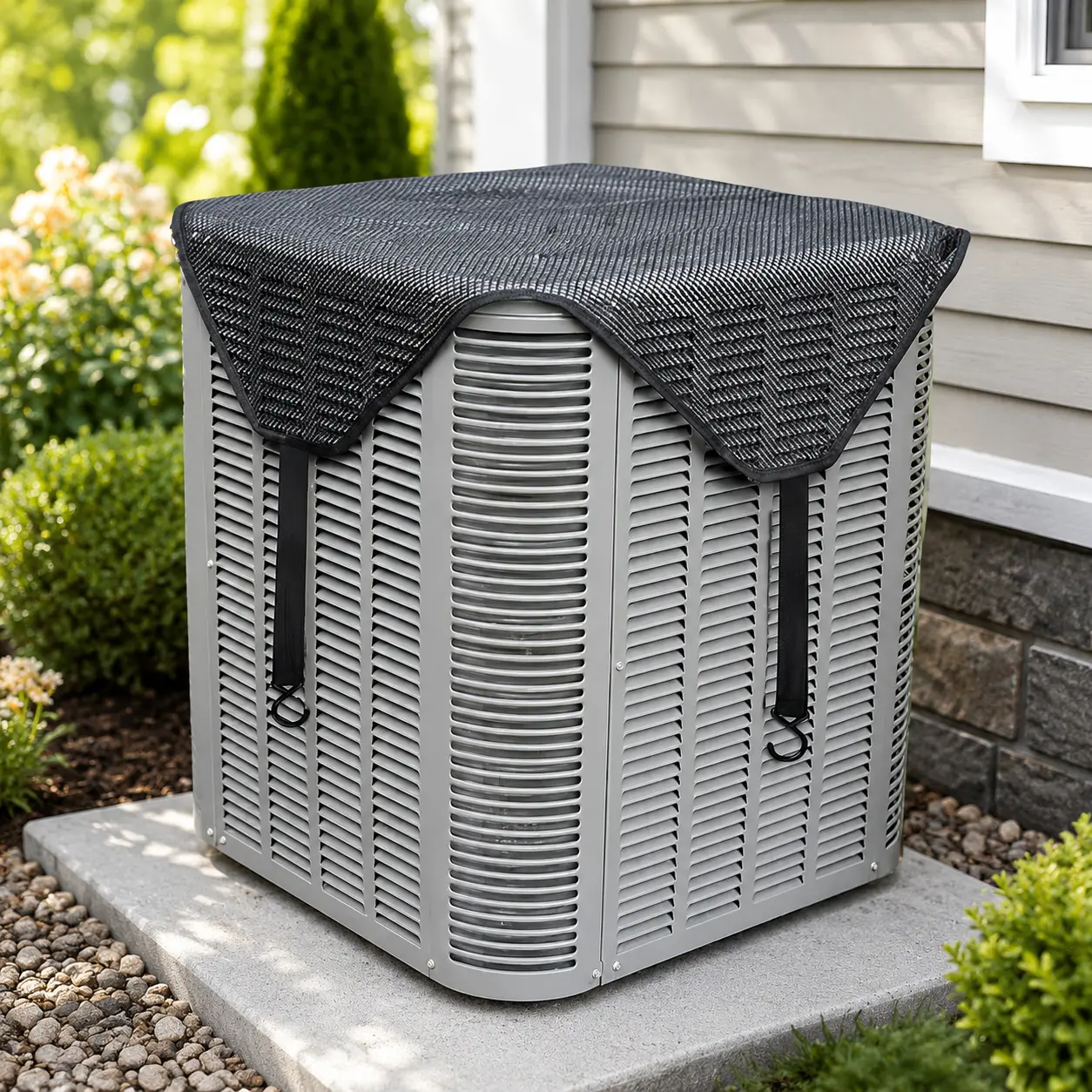 Central Air Conditioner Covers for Outside 26'' X 26'', Mesh AC Covers for Outside Unit, Breathable AC Conditioning Condenser Compressor Cover - Top Universal Defener for All Season
