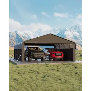 Gaomon 20'X20'X10' Enclosed Type Metal Car Port for 2 Cars, 220g Tarp, High Strength Steel, All Weather Use for Full-Size Pickup Trucks, Bass Boats