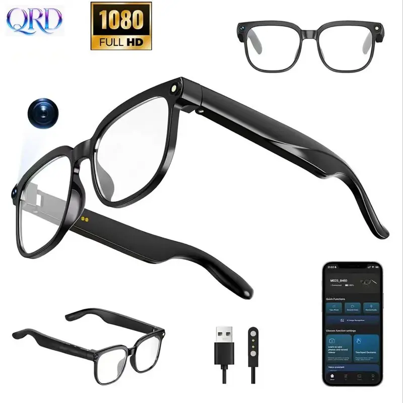 Qrd M02c Smart Ai Glasses, 8mp Camera, Ai Voice Assistant, Open Audio, Multi-Scene Wearable Device, Intelligent Eyewear, Wearable Tech Glasses, Multifunctional Smart Glasses