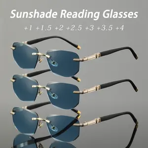 Men's Metal Frameless Reading Glasses, High-End Fashion Business Style, Suitable for Daily Wear & Commuting, Available in 1pc/2pcs/3pcs, Reading Sunglasses, Reading Eyeglasses