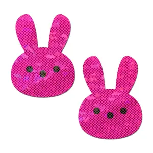 Bunny: Glittery Pink Marshmallow Easter Rabbit Nipple Pasties by Pastease