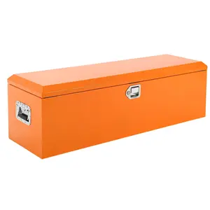 Heavy Duty Steel Truck Bed Tool Box, Powder-Coated Diamond Plate Storage Chest with Side Handle & Lock, Durable Metal Toolbox Organizer for Pickup, RV, Trailer, Mechanic or Workshop - 48X15X15 in