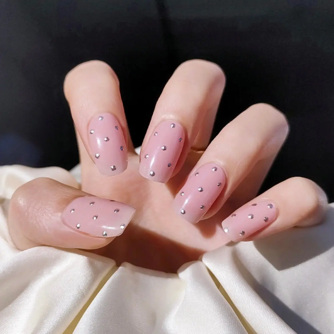 Cutesy Spring Nails Pink Polka Dot Nail Ideas Semi Cured Gel Nail Strips - NG200131
