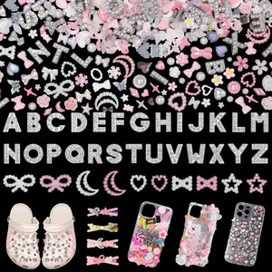 Junk Case Charms, A-Z Alphabet Letters Junk Case Kit, Junk Phone Case Charm, Pink Assorted Slime Charms Bulk Letter Charms for DIY Necklace Bracelets Jewelry Making Scrapbooking Crafts