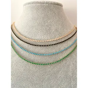 Colored tennis necklaces