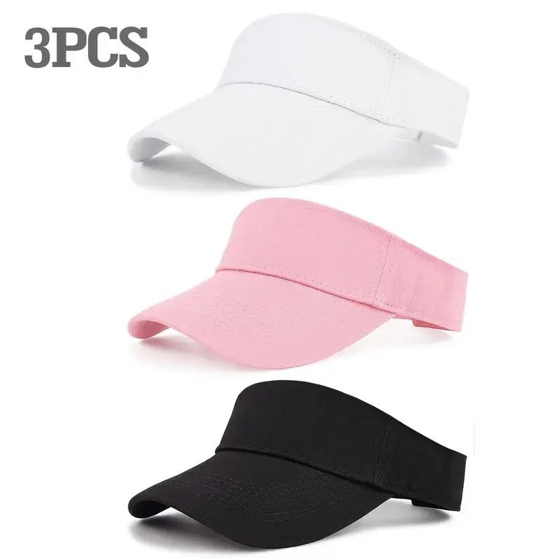 3-Pack Summer Running Visors for Men & Women, Lightweight Sun Protection Sports Sun Hats, Open Top Breathable Sweat-Wicking Shade Caps for Running, Jogging, Gym, Tennis, Outdoor Workouts
