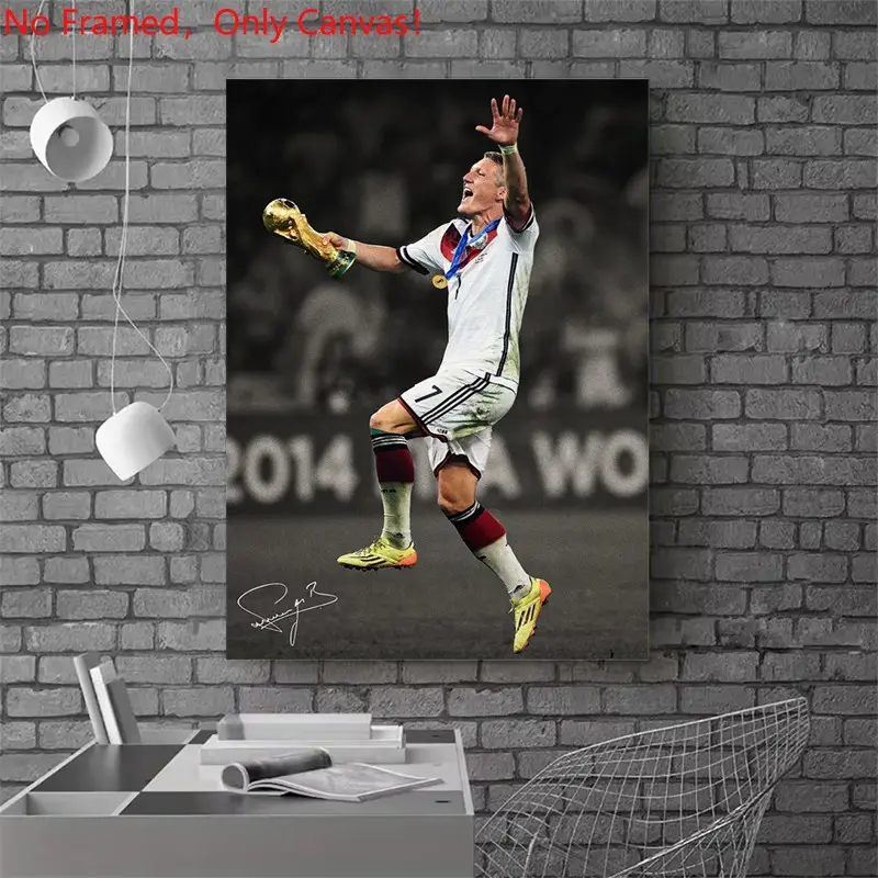 1 piece/set frameless canvas painting print poster, Unframed wall art, Classic Football player art, Bastian Schweinsteiger, a perfect gift for football loves, ideal for bedroom, living room, mural, wall decoration, room decor