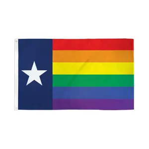 Rainbow Stripes Texas Flag Banner, 3x5ft Polyester Fabric Dye Sublimation Print with Header Tape, Bold Colors Home & Party Supplies Backdrop