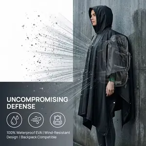 Oversized Hooded Rain Poncho, Waterproof & Breathable Cape Raincoat, Side Snaps, Cycling & Motorcycling, Urban Commuters & Bikers