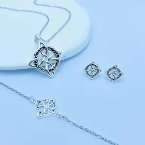 Celtic Knot Protection Necklace Earrings and Bracelet Set Daily Jewelry Gift