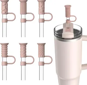 6 count  Straw Covers Cap, 0.39in/10mm Suction Cup Straw Toppers Compatible with  Cup 40 30 oz Tumbler with Handle, Dust-Proof and ,