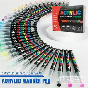 Soft Tip Acrylic Paint Markers Set, Liquid Color Drawing Pens, Brush Tip Markers for Art Creation, Graffiti, DIY Handmade Projects, Art Supplies