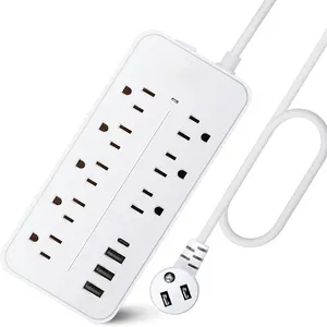 20FT Surge Protector Power Strip Extension Cord with USB C,  Flat Plug Power Strip with Long Cord, 8 Outlets and 3 USB-A & 1 USB-C Port,1700J for Wall Mount Desk White, ETL Listed