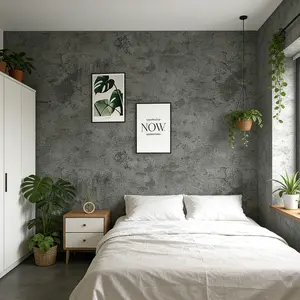Modern Simple Cement Self-Adhesive Wallpaper, Industrial Weathered Texture, Waterproof Moisture-Proof Easy Installation