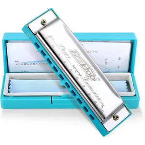 Harmonica, Diatonic 10 Holes C Key, Blues, for Beginner, , , Students, , with Case, Clean Cloth and Manual