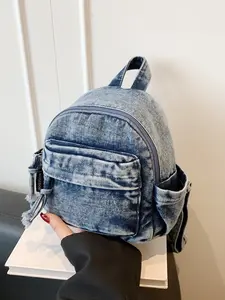 Women's Mini Denim Backpack, Vintage Washed Small Daypack, Casual Lightweight Shoulder Bag, Ideal for Daily Use and Travel