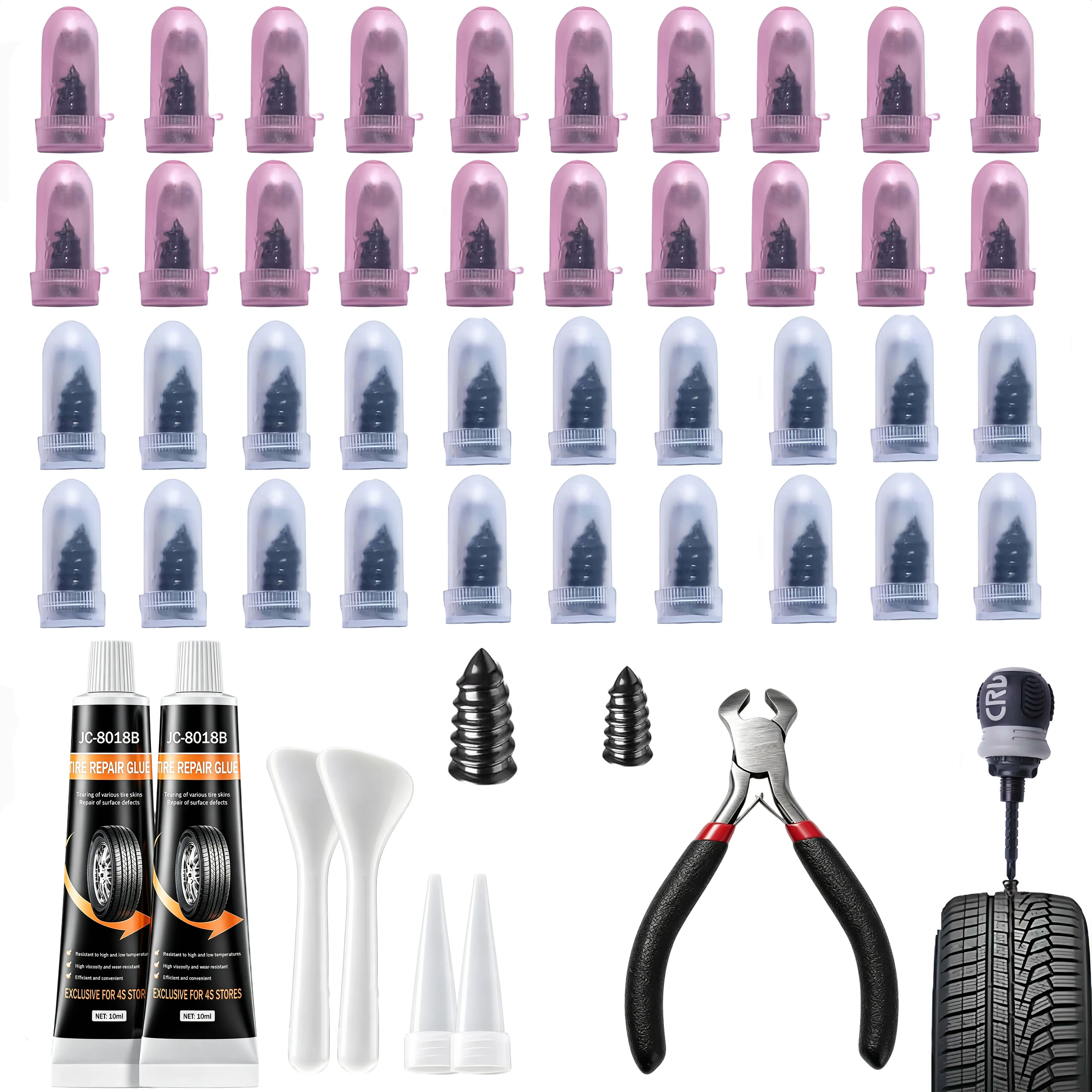 Spiral Rubber Screw Tire Repair Kit, Car & Cycling Outdoor Maintenance Tools and Gadgets for Quick Puncture Sealing with Vacuum Rubber Nails,father'sdaygifts,campingessentials,campinggear