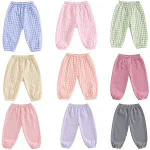 Toddler Checkered Pants Baby Girl Boy Elastic Waist Jogger Pants Kids Casual Plaid Trousers Infant Long Sweatpants Cotton Linen Trousers Bottoms