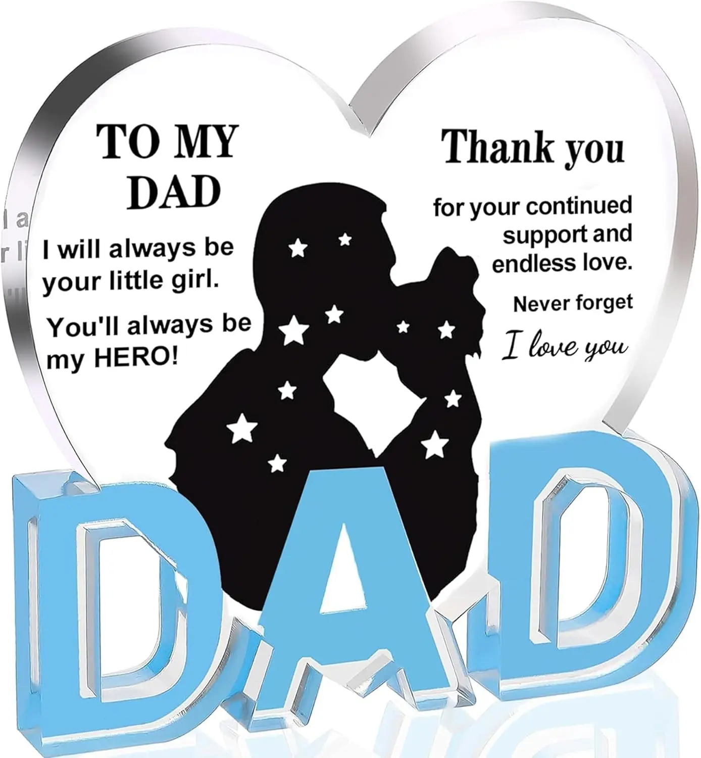 Dad Gifts from Daughter, Dad Birthday Gifts - Acrylic Dad Plaque 3.9×3.7inch, Dad Valentines Gift, Fathers Day Present for Dad, Heartwarming Men Birthday Gift, Ideas