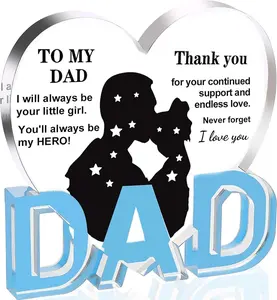 Dad Gifts from Daughter, Dad Birthday Gifts - Acrylic Dad Plaque 3.9×3.7inch, Dad Valentines Gift, Fathers Day Present for Dad, Heartwarming Men Birthday Gift, Ideas