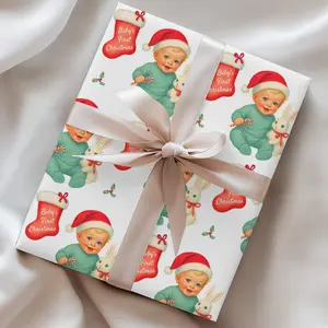 Blonde Baby Boy First Christmas Gift Wrap