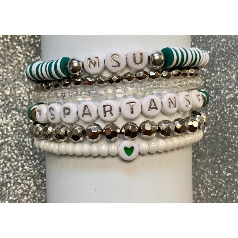MSU Inspired Heishi Stackable Bracelets set or Stanley Cup Accessory