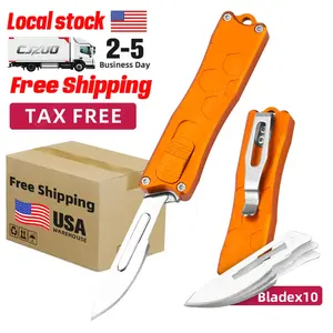 Portable Carbon Steel Knife Aluminum Handle DIY Knife Edc Practical Replaceable Blade Pocket Knife Multifunctional Tool Emergency Tool