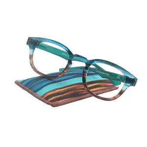Sorbet Premium Reading Glasses High End Readers +1.25 .. +3.00 (Blue, Brown Transparent) Round Optical Frames. NY Fifth Avenue. Unisex Lightweight