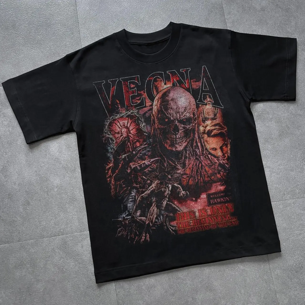 Stranger Things Vecna Y2K Graphic Tee, Demogorgon Retro 2000s Design, Vintage Horror Shirt, Nostalgic Streetwear, Unisex Apparel Gift 2E0