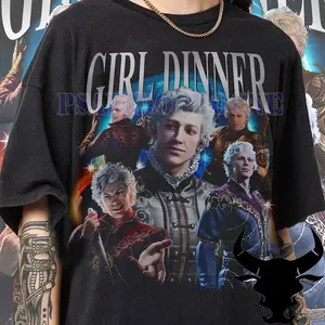 Vintage 90s Graphic Style Astarion Baldurs Gate 3 Girl Dinner T-Shirt, Astarion Baldurs Gate 3 Tee, Gift For Women and Man Unisex T-Shirt