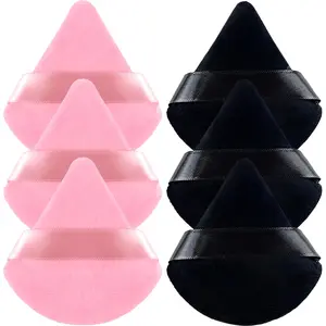 6PCS Triangle Powder Puff,Face Soft Powder Puffs Makeup Sponge Setting Powder Dry and Wet Makeup Setting Puff Make up Beauty Tool,Used for Loose Powder Foundation Make-Up and Cosmetics(Pink and Black) 1