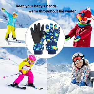 Children's Winter Outdoor Skiing Gloves Boys' Warm Cartoon Plush Insulated Gloves for Ages 4-13 Snow Play S/M/L Ideal for Skiing & Snow Play