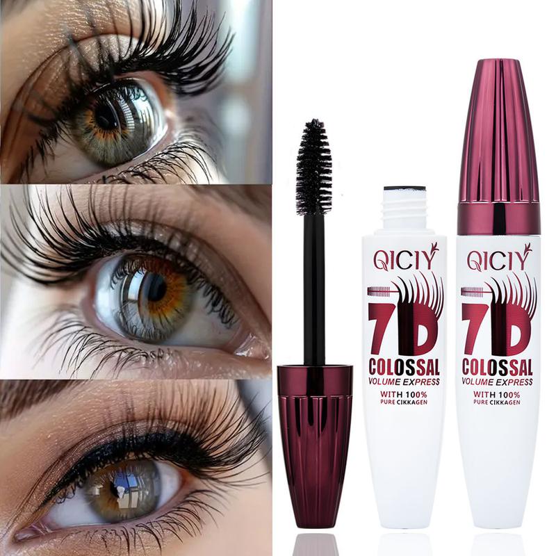 QICIY 7D Colossal Volume Express Flawless Mascara Waterproof Volumizing & Curling Smudge Proof Vegan Cruelty Free Easy Application for Beginners Long Lasting Natural Non Smudged Tubing Mascara for All Ages Skin Types Makeup