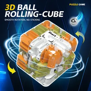 3D Ball Rolling Cube Maze Puzzle - Smooth Rotation Brain Teaser Stress Relief Fidget Toy for Kids & Adults | Premium ABS Plastic, Enhanced Gameplay, Multiplayer Competition, Thinking Skills Development, No Jamming, Large Size,