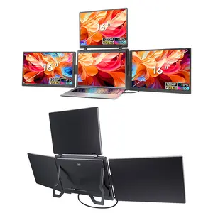 16-Inch Triple Screen Laptop Monitor Extender – Dual Side + Top Portable Display for Multitasking & Productivity