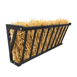 Hay Feeder for Horses, 40 Inch Long Wall Mounted Hay Rack with 25 Gallon Large Capacity, Heavy Duty Carbon Steel Livestock Feeder for Horses, Goats, Sheep, Indoor Outdoor Use